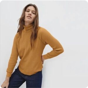 Everlane Women’s The Organic Cotton Turtleneck Waffle Thermal Tee Size Large L